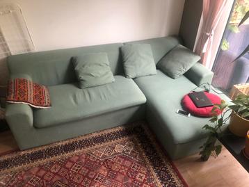 Groene hoekbank met rechter chaise longue
