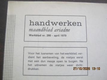 Handwerken bijlage maandblad Ariadne April 1970