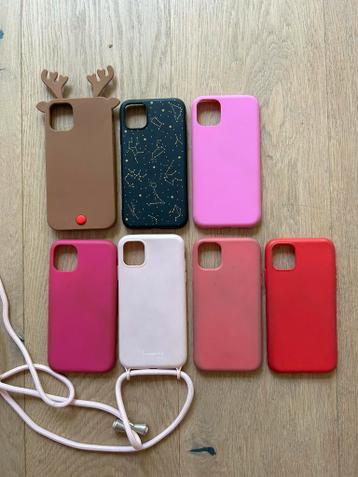 iPhone 11 case cases pink black cross-body + hart glass