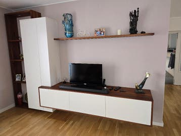 Zwevend walnoten wandmeubel 3 meter-LED-softclose
