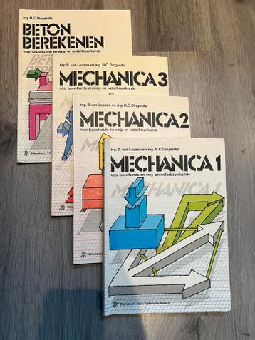 Schoolboeken mechanica 1, 2, 3 en betonbereken