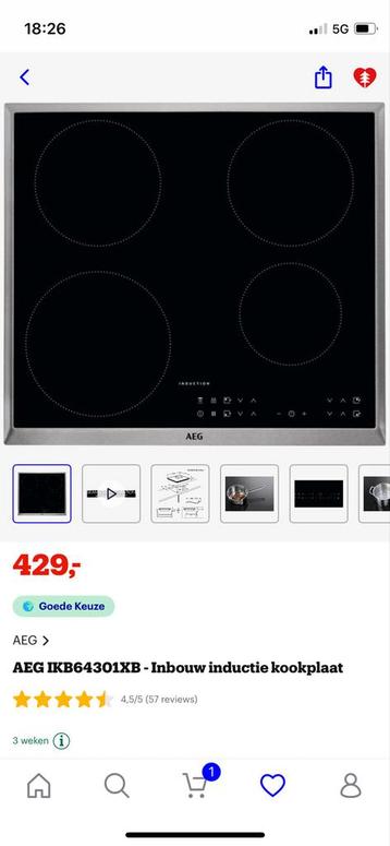 AEG Inductie Kookplaat (2 kookzones rechts kapot!!)
