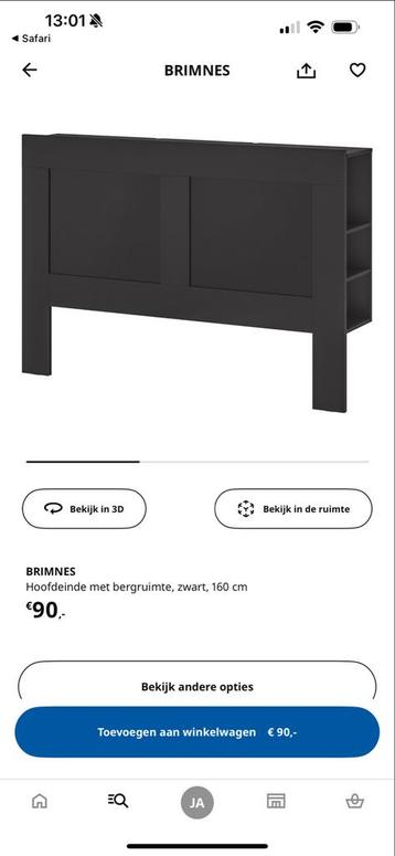 Zwarte Gratis Ikea Brimnes Bedbord 160cm