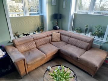 Hoekbank van westernleer in cognac kleur