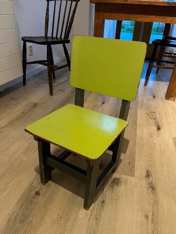 Vintage Kinderstoel - Groen & Zwart