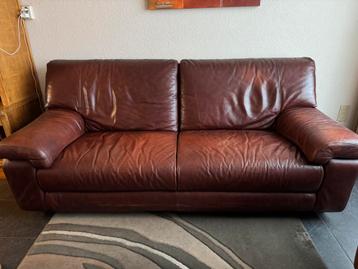 Twee echt leren bankstellen GRATIS AFHALEN