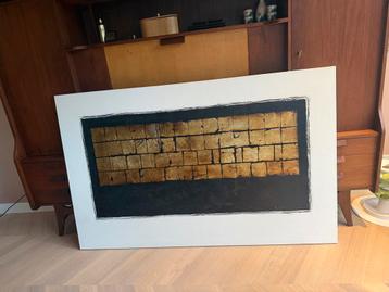 Groot schilderij goud/zwart/wit - 160x100 cm