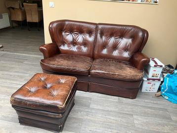 Vintage Bank met Poef - GRATIS