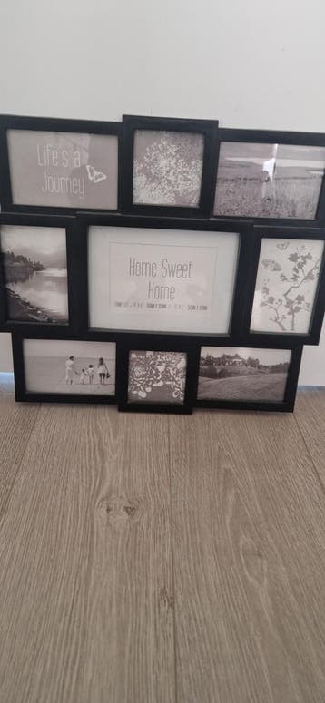 Zwarte fotolijst voor 9 foto's