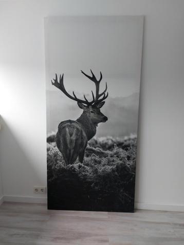 Wanddecoratie zelf gemaakt - hert op doek