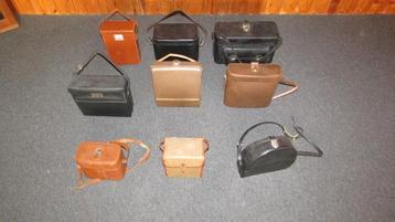 9 oude camera  of film tassen