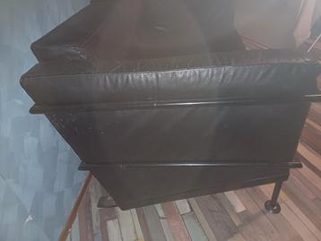 Leuk leren bankje zwart 2 zitter