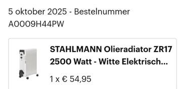 Elektrische olieradiator.