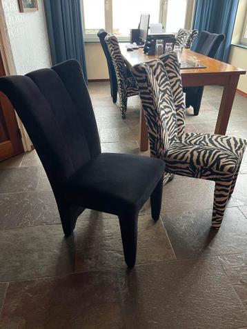 6 Eetkamerstoelen: 3 Zwart & 3 Zebra - Comfortabel!