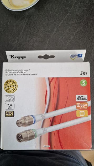 Kopp Coax Aansluitkabel 5m - Ziggo 4K Ultra HD Geschikt