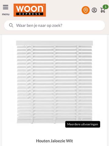 Gezocht: Woonexpress houten jaloezieën wit – 180 cm breed