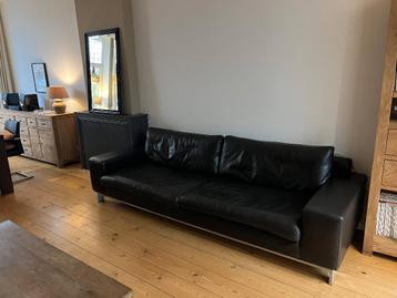 Hoogwaardige zwarte leren bank – zeer goede staat