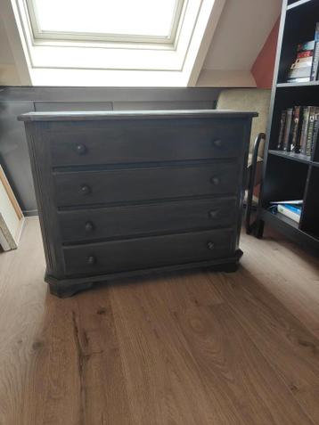 Hoofdboard, ladenkastje me spiegel, oud Engls eiken.