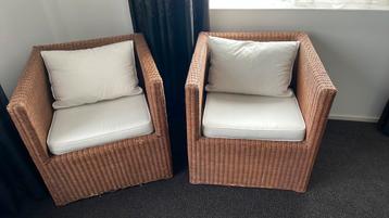 Fauteuils riet, 2 stuks identiek