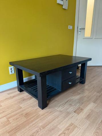 Zwarte houten salontafel met lades - 100x70cm