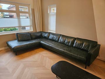 Luxe Loods5 lederen hoekbank - diepgroen