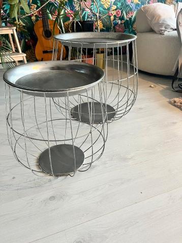 Bijzettafel‑set – zilver – met opbergoptie – gratis ophalen
