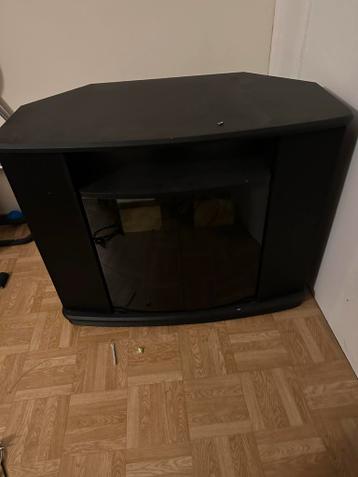 Gratis TV kast zwart met glazen deuren op wielen
