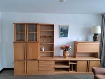 Vintage modulaire wandkast van eikenhout