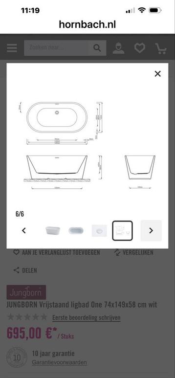 Jungborn Vrijstaand Ligbad One -nieuw!