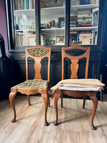 Vintage Houten Stoelen DIY + crème Velours Stof - Gratis!