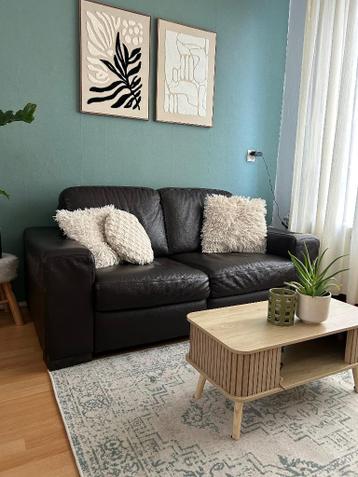 Leren donkerbruine twee persoon bank GRATIS AF TE HALEN