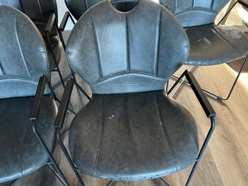 GRATIS 6 Donkergrijze Kunstleren Eetkamerstoelen - Opknapper