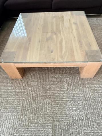 Salontafel goossens 110 x 110 hout inclusief glas
