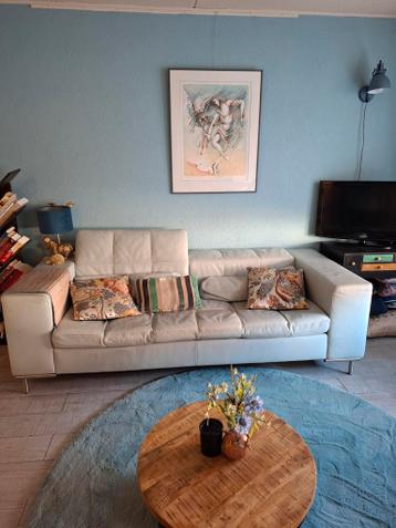 Lichtblauwe 3-zits bank van leer