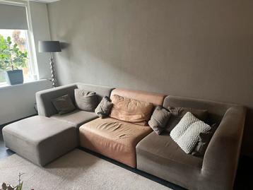 Grote 3-zits bank met hocker - Modulaire elementen