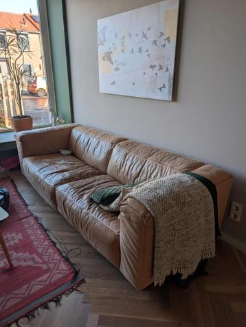 Cognac leren bank! GRATIS