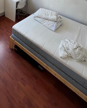 Bed with Mattress and Slatted Frame