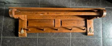 Vintage Houten Wandkapstok met Hoedenplank