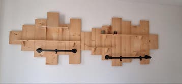 Houten Wanddecoratie met Metalen Accenten - 252x85cm