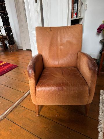 lederen stoel, lichtbruin