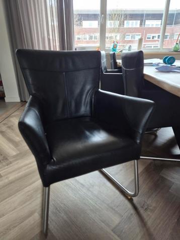 Eetkamer stoelen 5 stuks zwart leer