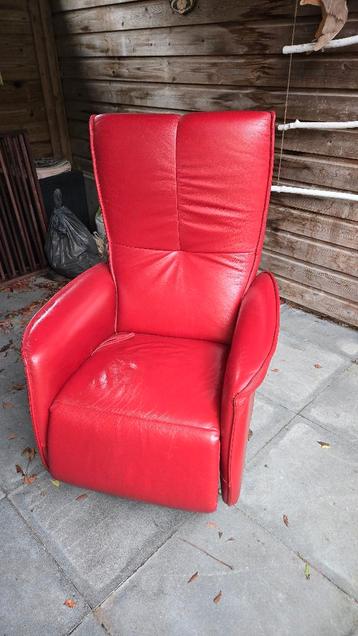 rode lederen relaxfauteuil, verstelbaar, gratis afhalen