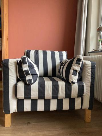 IKEA stoffen fauteuil z/w gestreept - gratis vandaag ophalen
