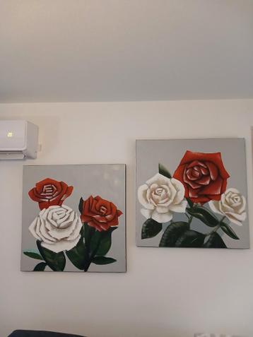 Schilderijen 2 stuks 80 x 80 cm GRATIS OPHALEN