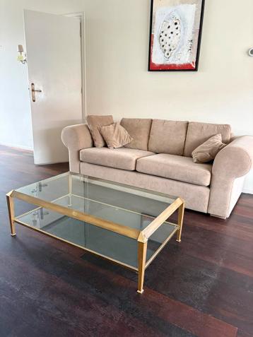 Glazen Salontafel met Goudkleurig Frame