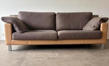 Leolux bankstel (drie-zits), leder en stof bekleed