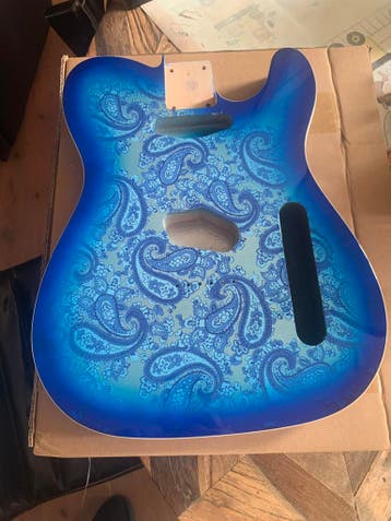 Telecaster Body” Paisley Blue Flower pattern” New