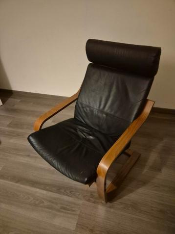 GRATIS Leren Relaxfauteuil met Houten Frame ikea