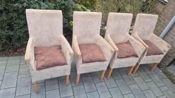 Set van 4 Alcantara Eetkamerstoelen
