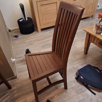 5 Teak/Kersen Eetkamerstoelen - Lichte Beschadiging